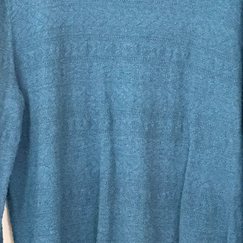 J. Crew Blue Multi Pattern Knit Crewneck Sweater Medium Casual Office Minimal